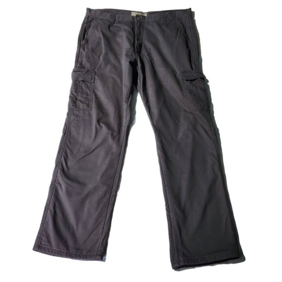 Wrangler Pants Mens 38 x 32 Authentics Fleece lined Cargo Brown Cotton Pants - Picture 2 of 11